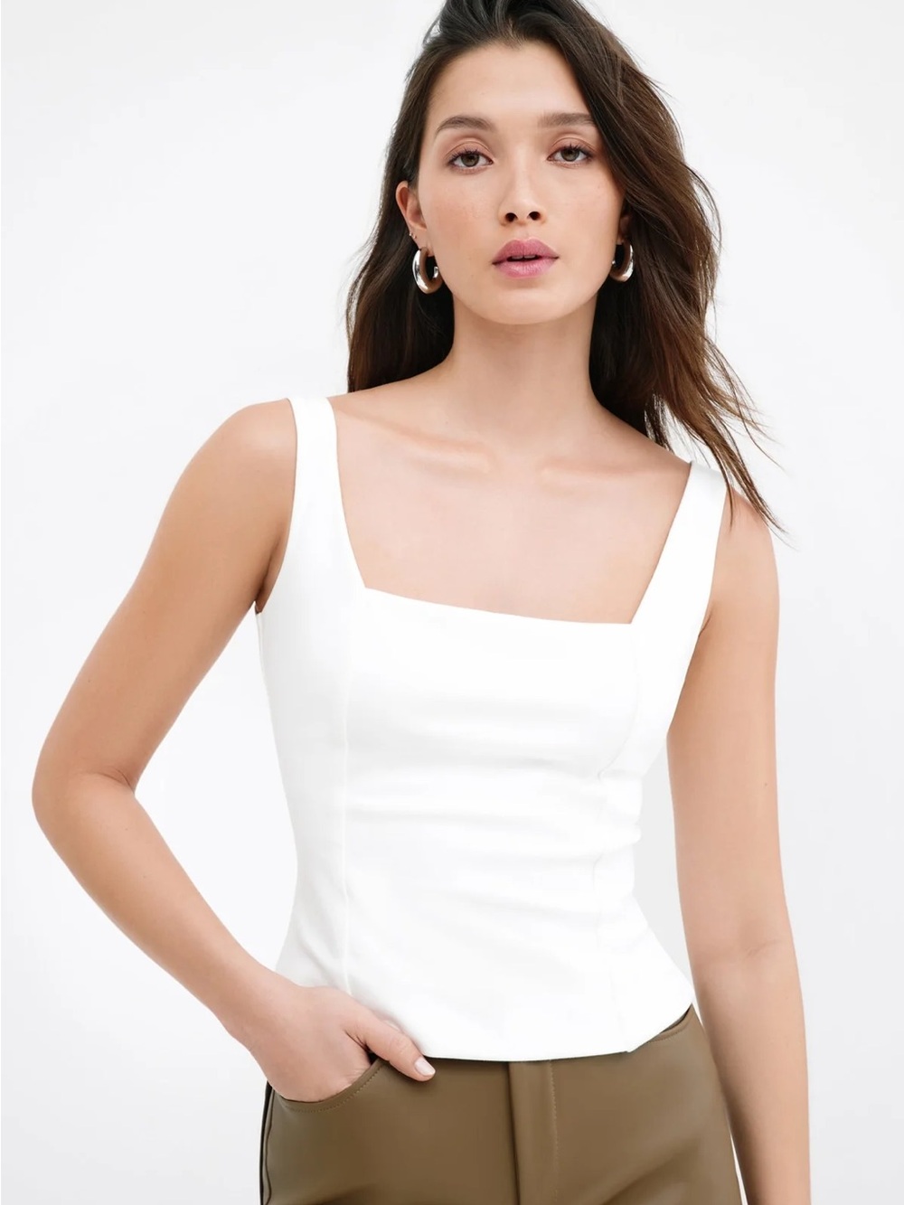 NWT Marcella NYC Anya Top White Square-Neck Tank Top - Women's Sleeveless Top